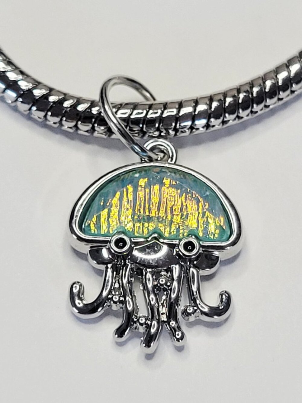 NWT For Pandora Charm Bracelets Cute AB Holographic Silver Color Jellyfish Charm